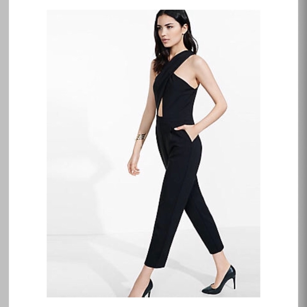 Express fashion front criss cross jumpsuit